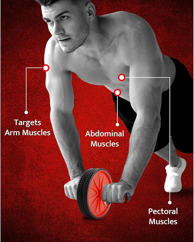 WOD Nation Ab Roller - Black & Red, Modern Core Fitness Equipment for Home Gym & Travel - Ab Wheel for Workout & Core Stability