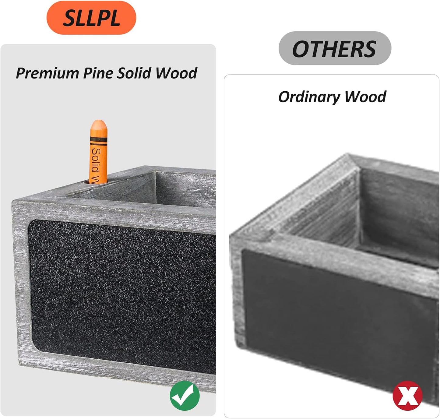 Wooden Cup Holder - Party Cup Holder with Marker Slot, with Chalkboard for Party and Wedding, Rustic Cup Holder for Countertop, Grey