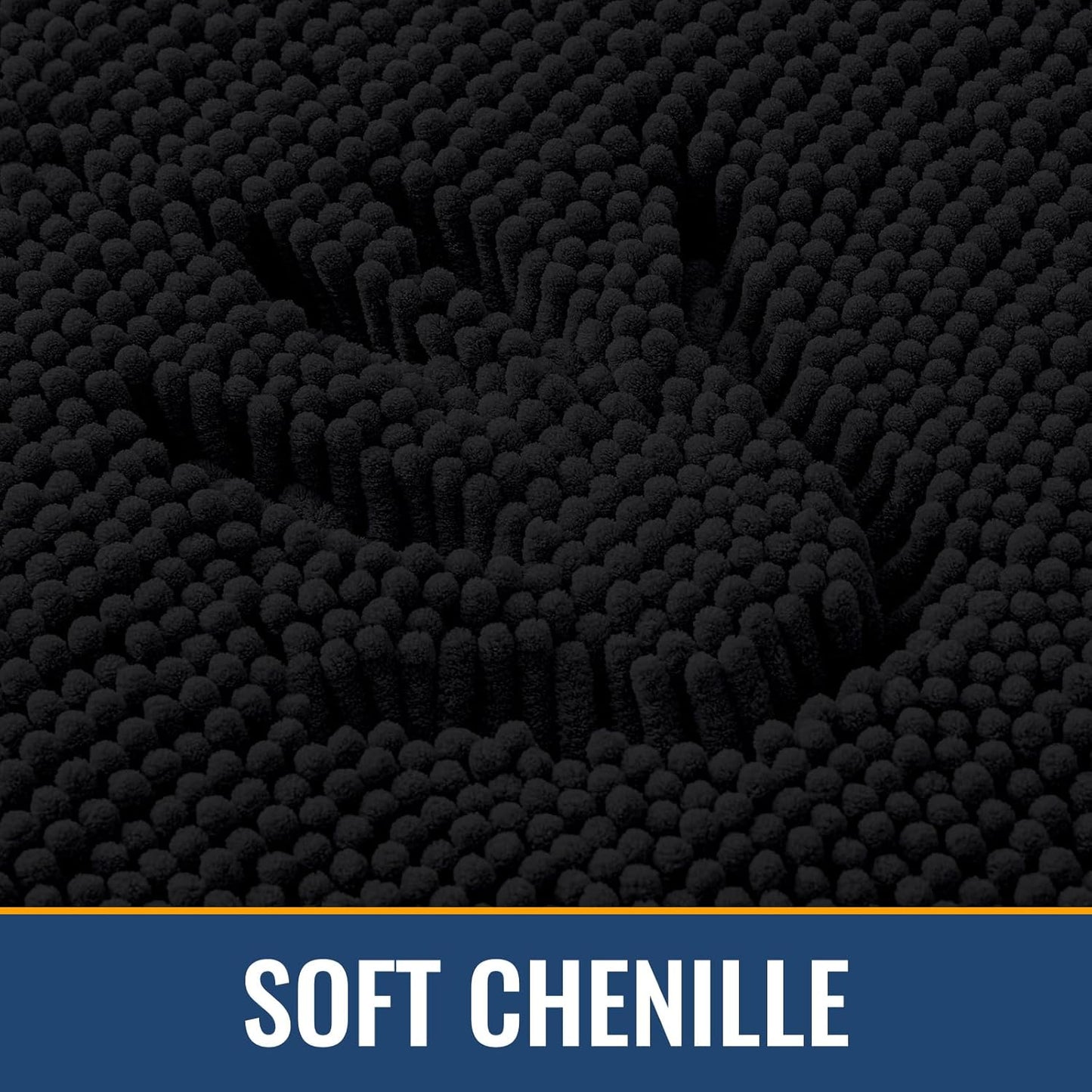 Arotive Bathroom Rugs 34x21, Extra Soft Absorbent Shaggy Chenille Bath Rugs, Machine Washable Rubber Backing Non-Slip Bath Mats for Bathroom Floor Tub and Shower, Home Decor Accessories, Black