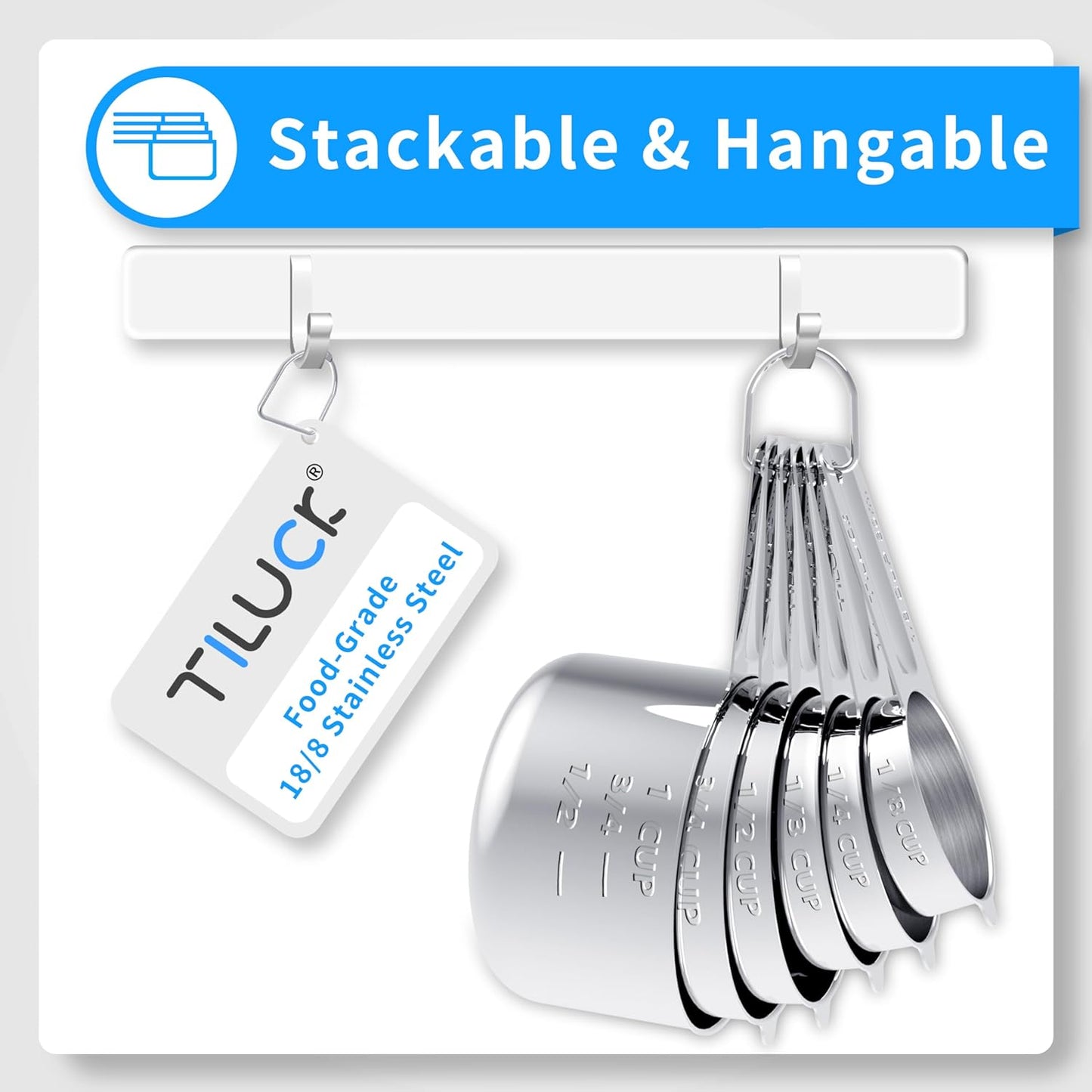 TILUCK Stainless Steel Measuring Cups & Spoons Set, Cups and Spoons,Kitchen Gadgets for Cooking & Baking (12)