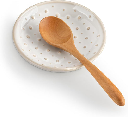 MALACASA Ceramic Spoon Rest for Stove Top, 4.8 inch Cooking Spoon Holder for Kitchen Counter,Utensil Rest for Ladle, Spatula, Spoons or Tongs, Modern Farmhouse Kitchen Décor - 04, Series LYDIA