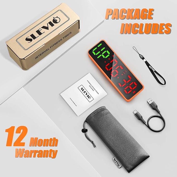 Small Gym Timer Clock Stopwatch Magnetic Workout Interval Timer, Large LED Digital Display, Home Accessories Countdown Clock for Home Gym Garage Schools