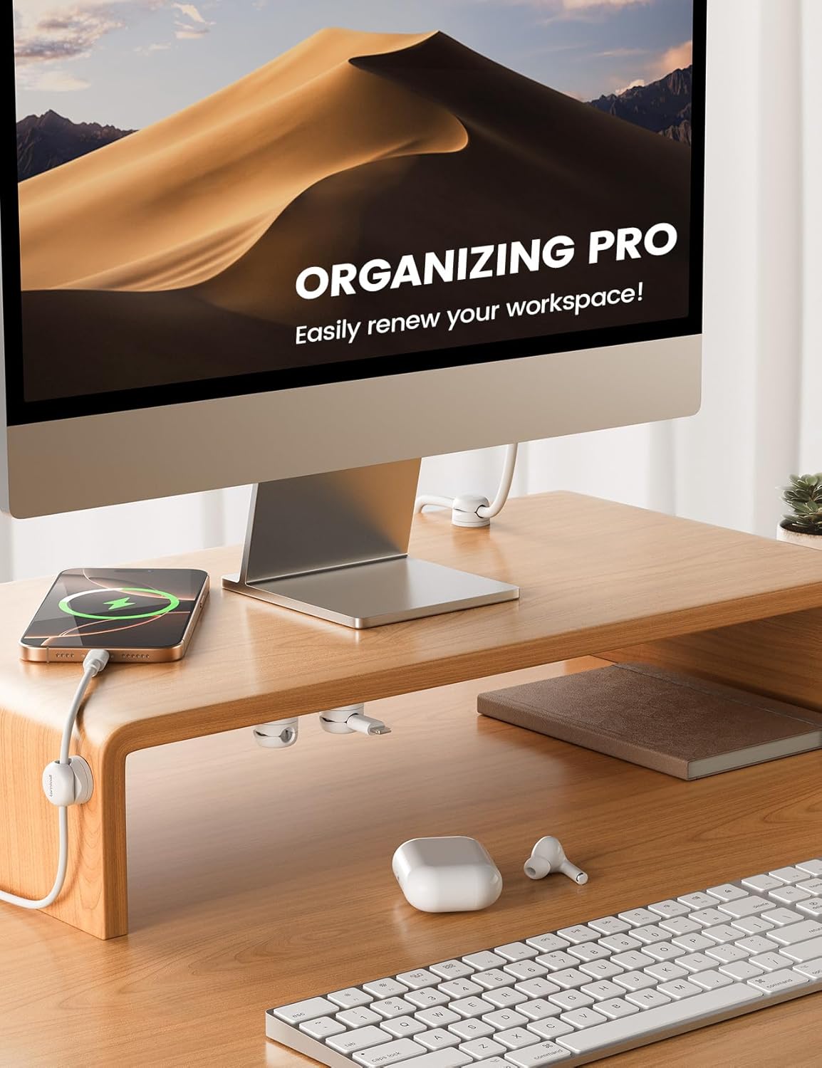 6Pack Rotatable Cord Organizer Cable Clips - Lamicall [1s Lock] Spring Cord Holder, Desk Phone Charger Cable Management, Wire Keeper for Nightstand, Office Accessories & Halloween Desk Organizers