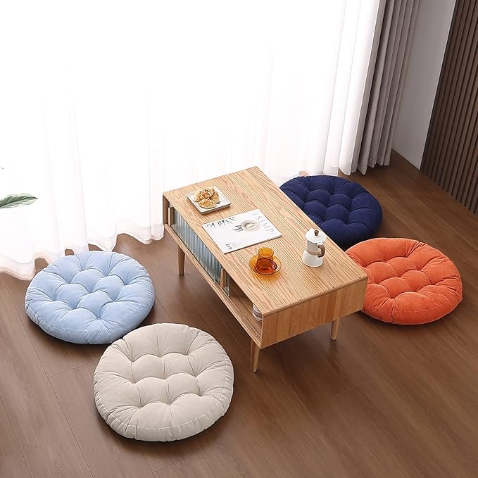 Tiita Floor Pillow Cushion, 22 inch Round Seat Cushion, Outdoor Floor Pad, Meditation Cushion for Yoga Living Room Sofa Balcony, Beige