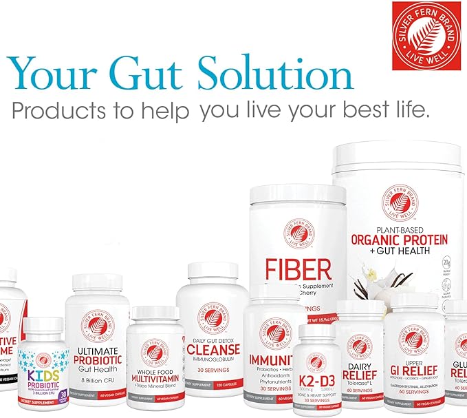 Silver Fern Gut Rehab Kit - 30 Day Supply - Cleanse Daily (1 Bottle = 120 Capsules) & Ultimate Probiotic (1 Bottle = 60 Capsules) - Immunoglobulins & Spore Forming Probiotics