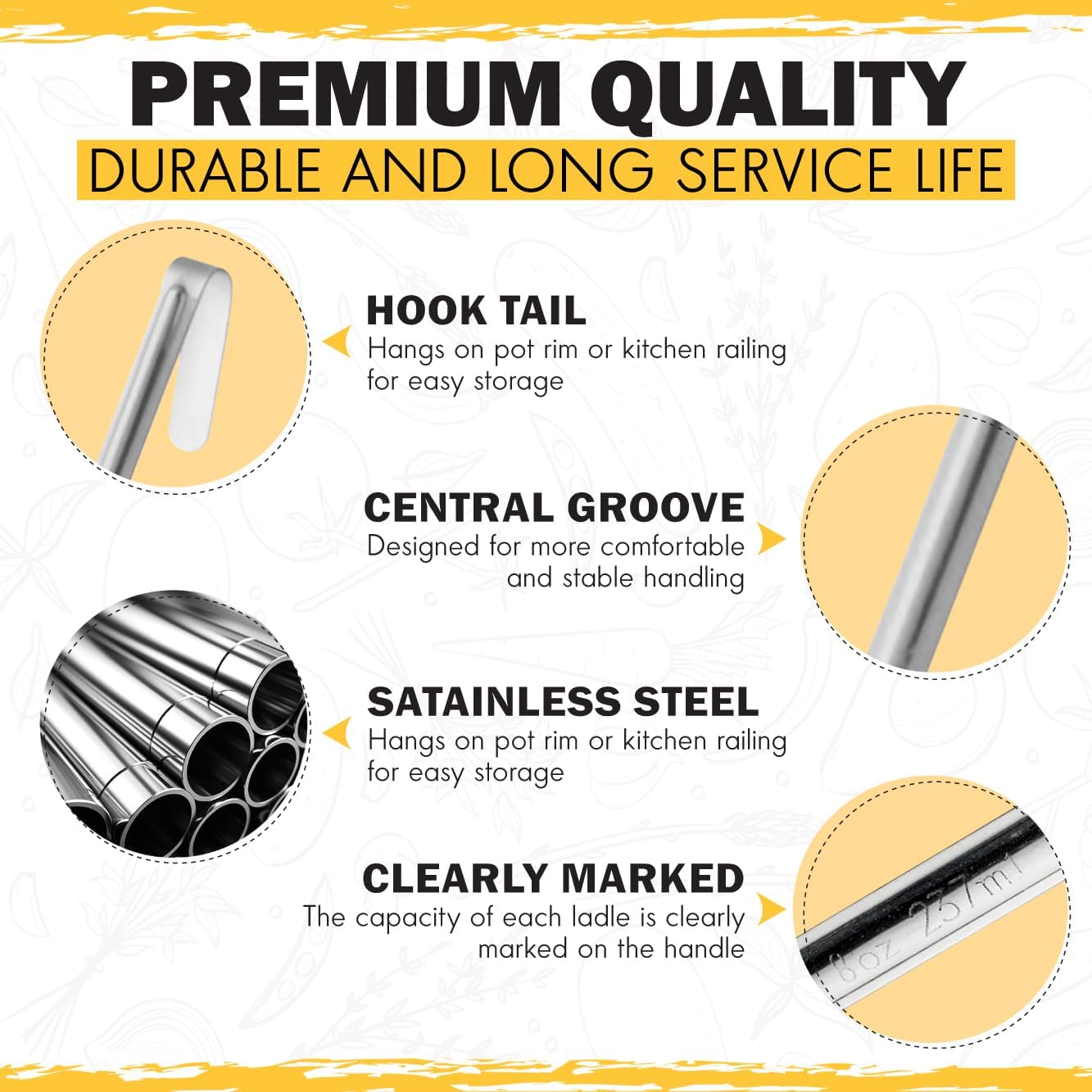 Ladle - Durable Stainless Steel Ladle Serving Measuring Soup Dressing Sauce Gravy Sturdy Dependable Long Handle for Kitchen (1, 3 Oz.)