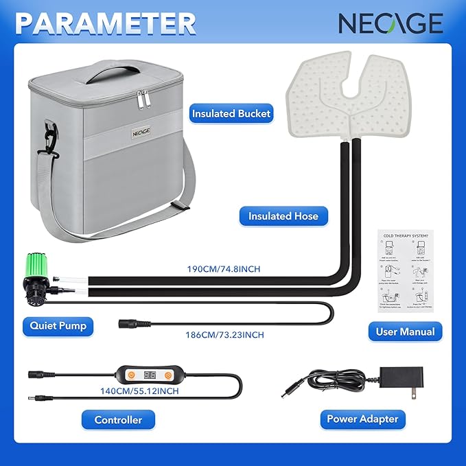 Cold Therapy Machine with Programmable Timer: Portable Ice Therapy for Knee After Surgery - Knee Replacement Recovery System for Pain Relief - Cryotherapy Machine for Shoulder, Hip and Ankle