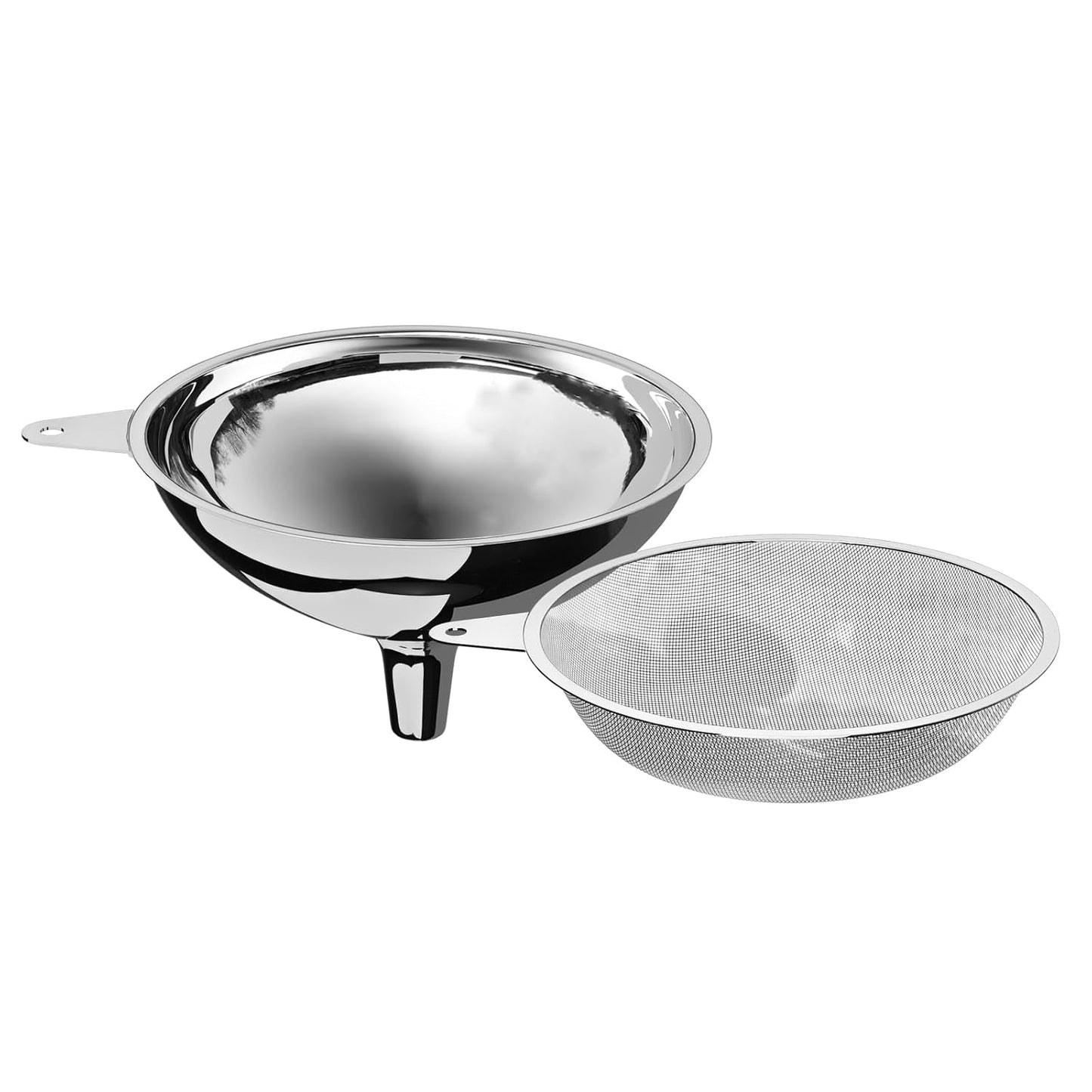 Stainless Steel Large Funnel with Filter (5.7 in. X 0.55 in. Mouth) and 50 Mesh Stainless Steel Food Filter for Bottle, Oil, Juice, Coffee, Honey, Milk