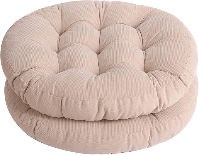 Tiita Floor Pillow Cushion, 22 inch Round Seat Cushion, Outdoor Floor Pad, Meditation Cushion for Yoga Living Room Sofa Balcony, Beige