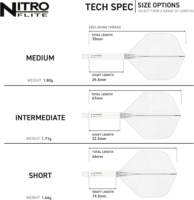 RED DRAGON Darts – Nitro Flite Integrated Flight & Shaft System – No.2 Shape and Design - Available in Short, Intermediate & Medium - Available in Variety of Colours - Professional Darts Accessories