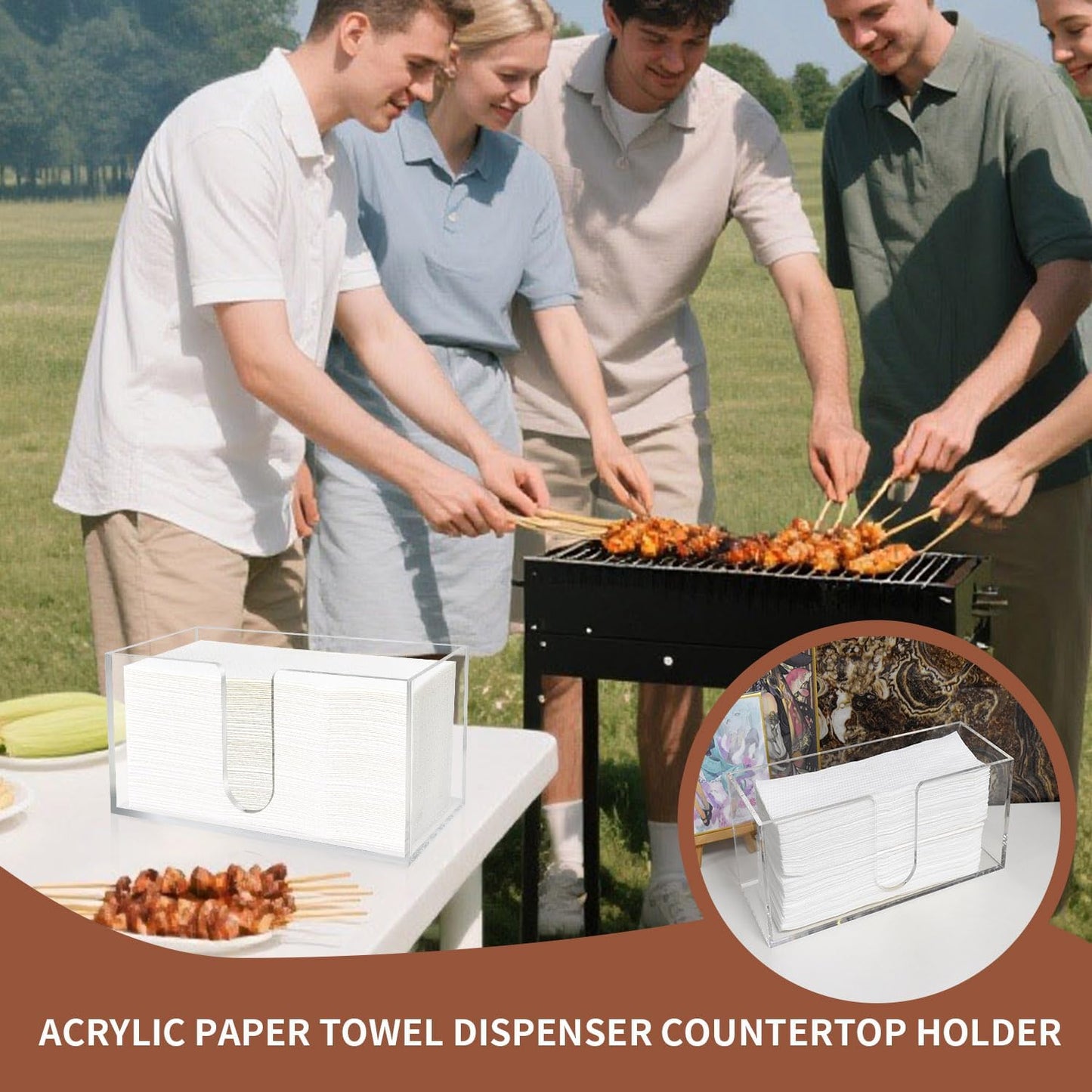 Acrylic Paper Towel Holder Countertop, 5mm Thick Clear C-Fold Z-Fold Trifold Napkin Dispenser, Bathroom & Kitchen Organizer for Multifold Towels (2)