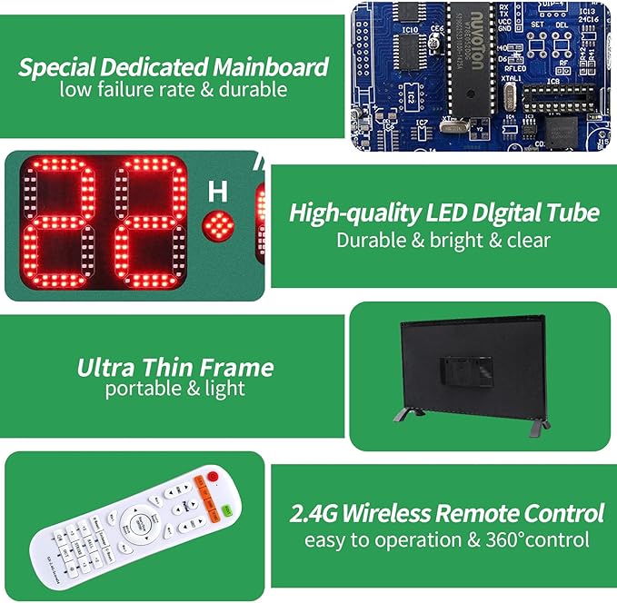YZ Digital Baseball Scoreboard with Timer Clock, LED Outdoor Electronic Softball Scoreboard, Digital Scoreboard with Remote, Portable Baseball Scoreboard, Score Keeper with Inning/Ball/Strike/Out