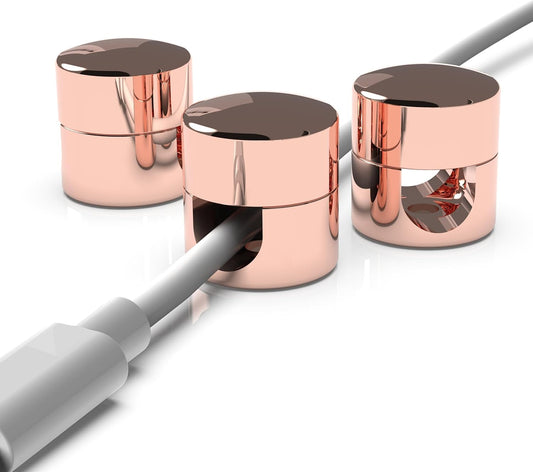 Cable Anchors for Desk Organization | Premium Aluminum Cord Organizers | Charger + Cable Management Clips for Home & Office | Stylish, Sturdy, & Functional | (3 Pack) (Copper)