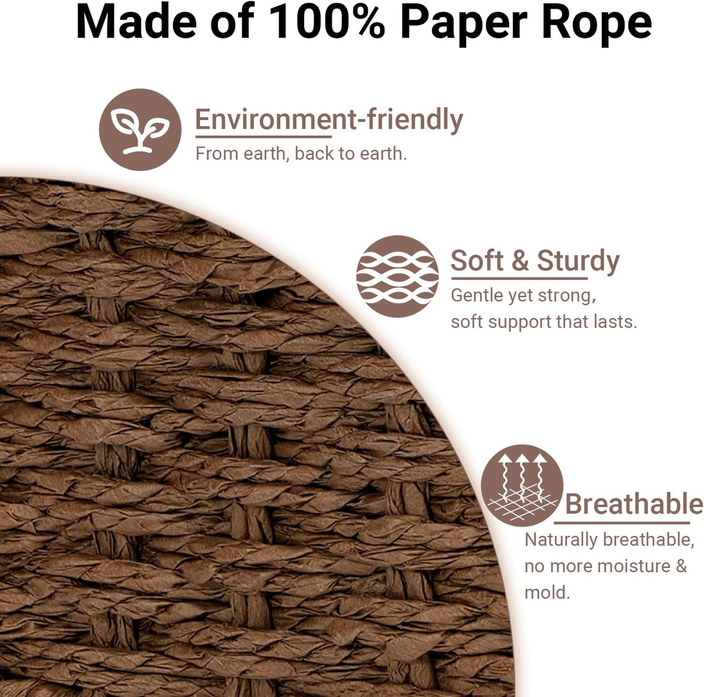 Wicker Baskets for Organizing,Pantry, Kitchen Counter with Handles, Handwoven Wicker Storage Baskets for Fruit, Bread, Vegetable, Boho Decoration, Paper Storage Bins for Shelves, 3 Pack, Brown