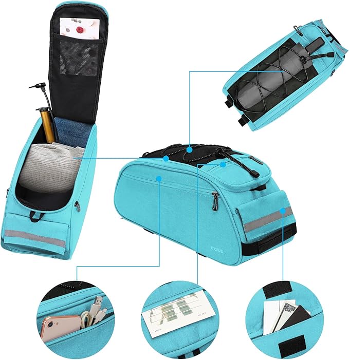 MOSISO Bike Rack Bag, Waterproof Bicycle Trunk Pannier Rear Seat Pouch Cycling Bike Carrier Backseat Storage Luggage Saddle Shoulder Bag