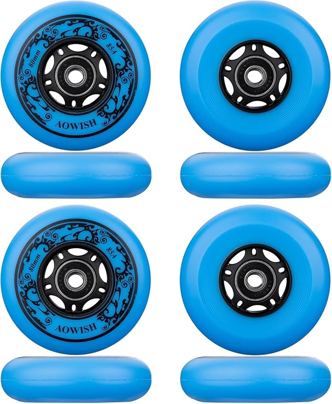 8-Pack Inline Skate Replacement Wheels 85A Outdoor Asphalt Formula Roller Blades Wheels Indoor Roller Blades Wheels with Bearings ABEC-9 & Floating Spacers