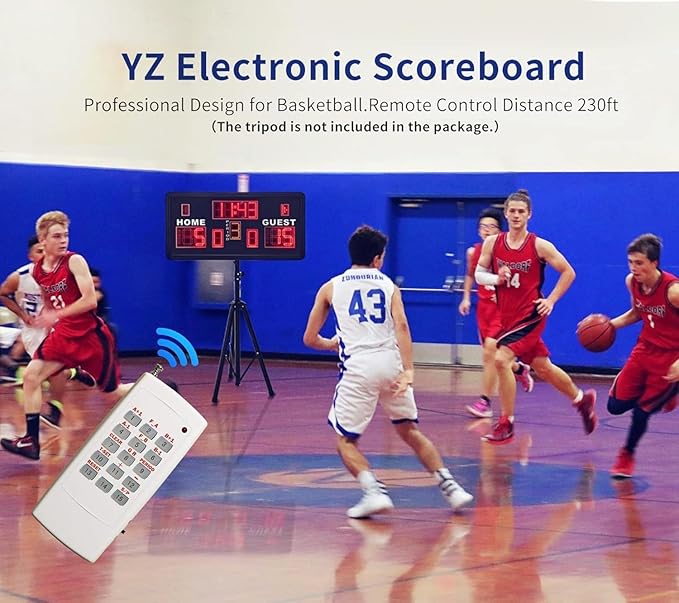 YZ Large Electronic Scoreboard with Buzzer, Wall-Mounted Professional Digital Scoreboard with Remote, Basketball Scoreboard with Timer, Digital Score Keeper for Basketball