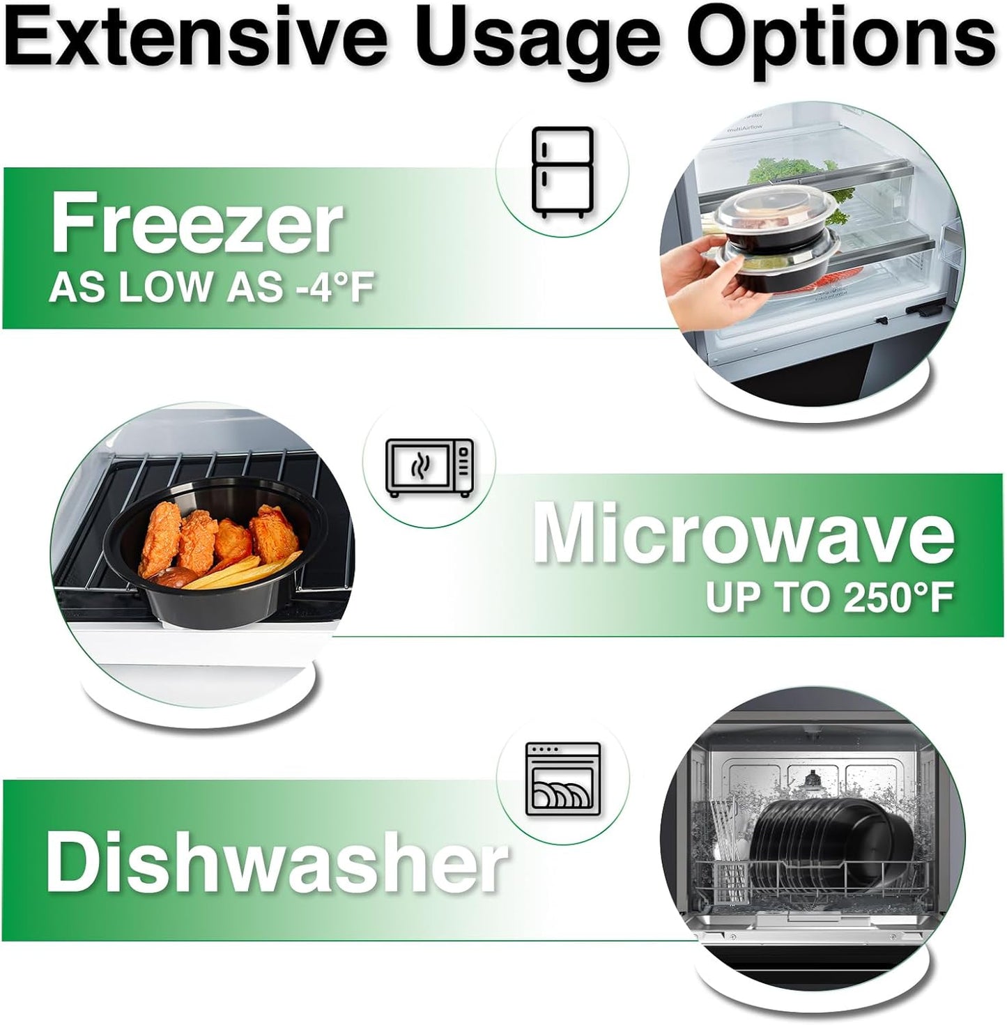 Meal Prep Containers Reusable 50 Pack-23 oz Food Storage Containers with Lids To Go Food Containers Takeout, Microwave Dishwasher Freezer Safe, Stackable, BPA Free, Plastic (Black)