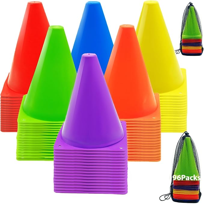 12/24/48Pcs Soccer Cones,7" or 9" Soccer Cones for Training, Multicolor Cones Sports Soccer Training Cones, Field Cones for Skating Basketball Football Drills Practice