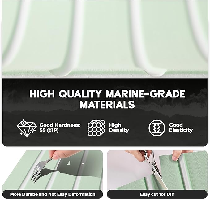 FOCEAN Boat Flooring EVA Foam Boat Decking Faux Teak Marine Flooring Boat Mat Boat Carpet Sheet for Motorboat RV Yacht Kayak Surfboard, 94.5"x 47.2"/35.4"/23.6"/15.7"