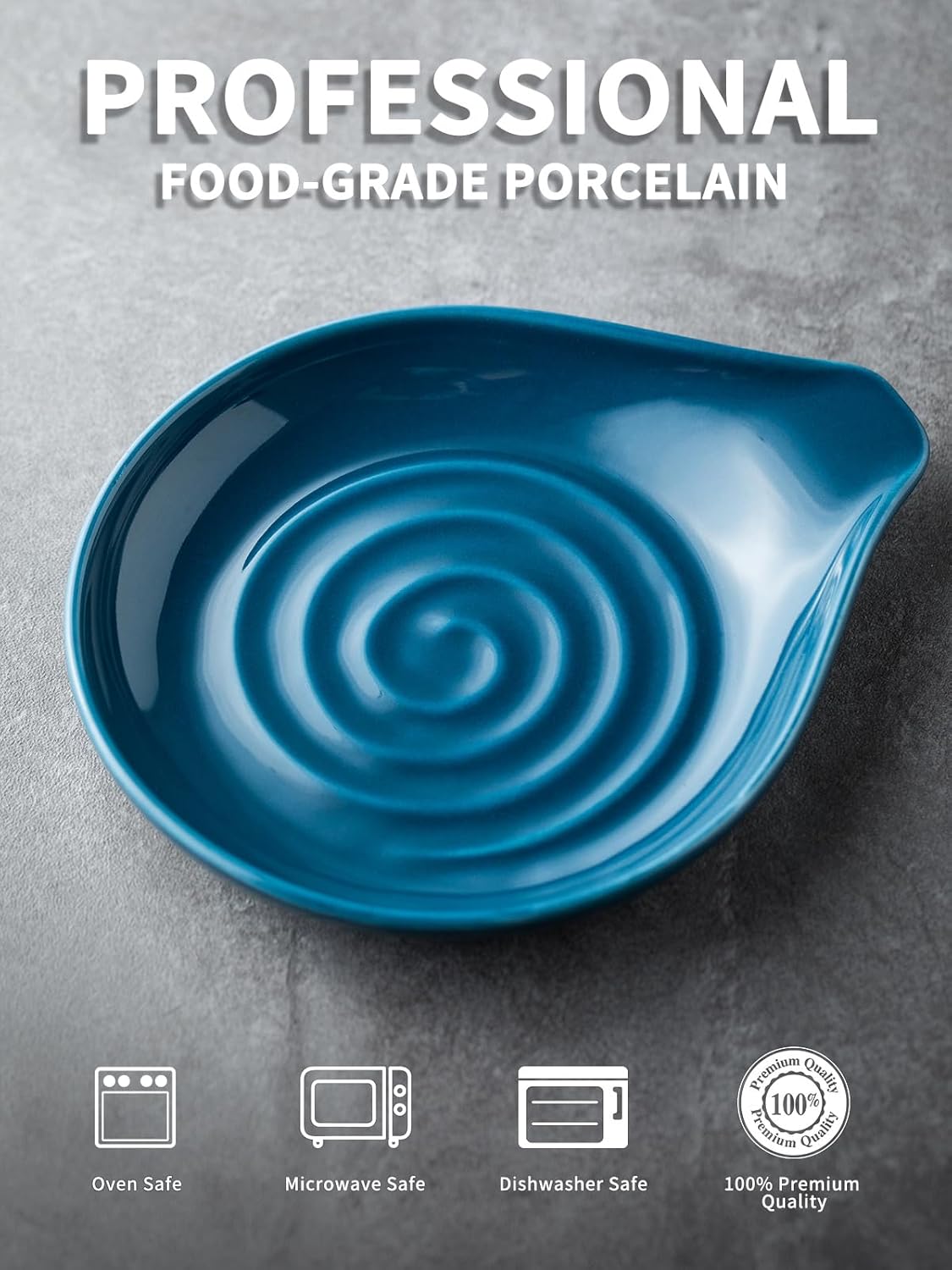 Spoon Rest for Stove Top Cooking Spoon Holder for Kitchen Countertop Large Holder for Spatula, Spoons or Tongs, Framhouse Decor, Blue