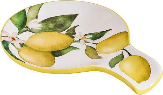 Bico Lemon Dreams Spoon Rest for Stove Top, Ceramic Spoon Holder for Kitchen Counter, Easy to Clean Coffee Spoon Rest Dishwasher Safe, Kitchen Cooking Utensil Rest for Ladles Spatula