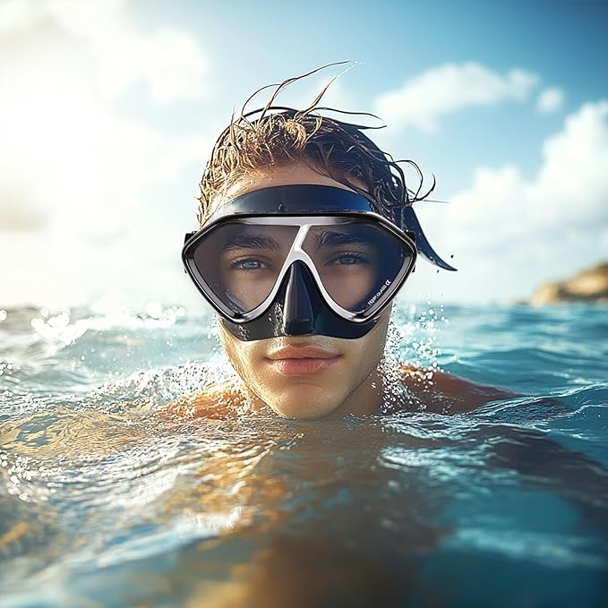 Scuba Diving Mask for Adults - Premium Anti-Fog Snorkeling Mask Comfortable & Leak-Proof Swim Goggles with Nose Cover for Scuba Diving, Snorkeling & Underwater Adventures