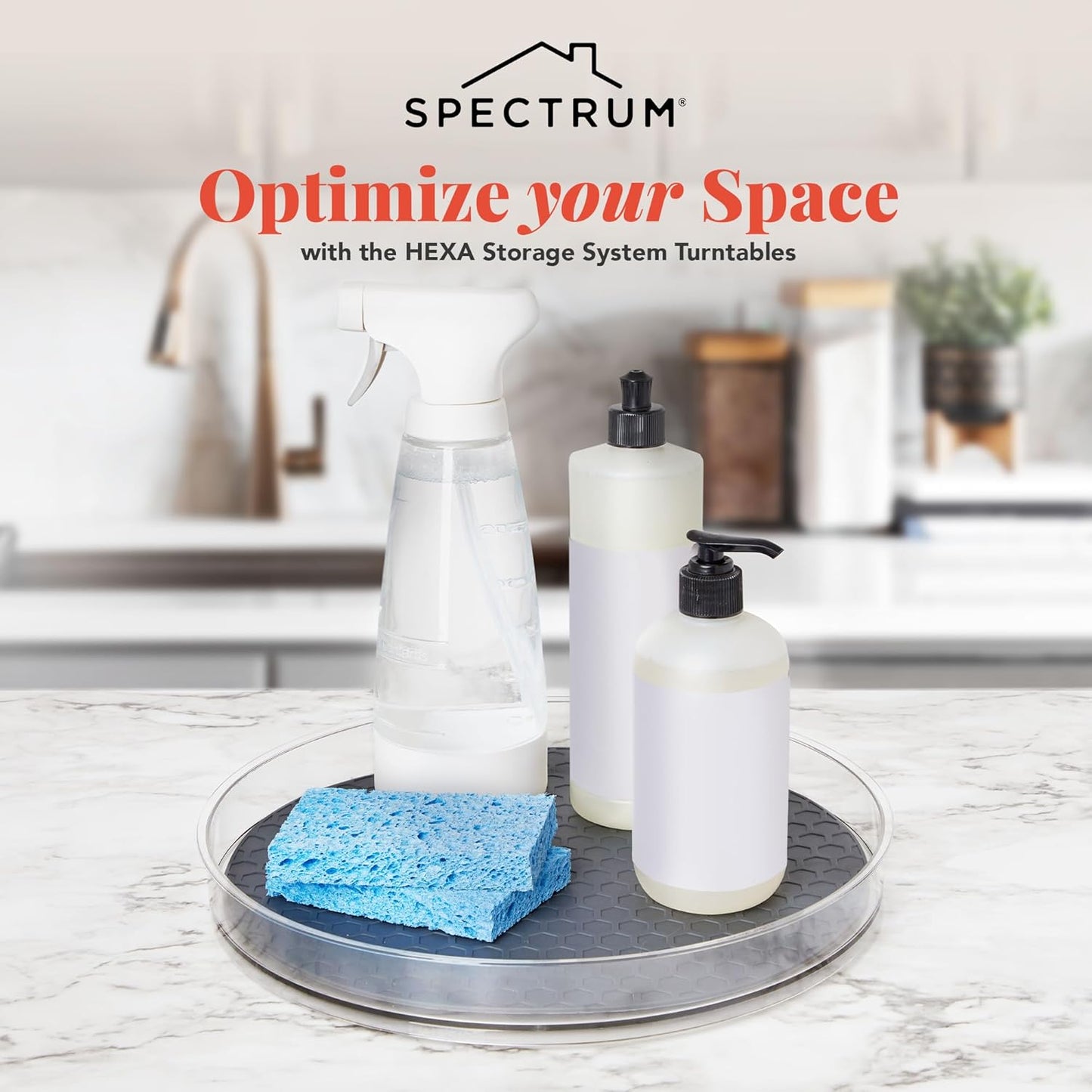 Spectrum XL Lazy Susan Organizer 12.25 in for Large Cabinet Fridge Pantry Table Shelf Bath Kitchen Organization, Charcoal Gray Extra Large Rotating Turntable Storage for Condiments Spice Bottles