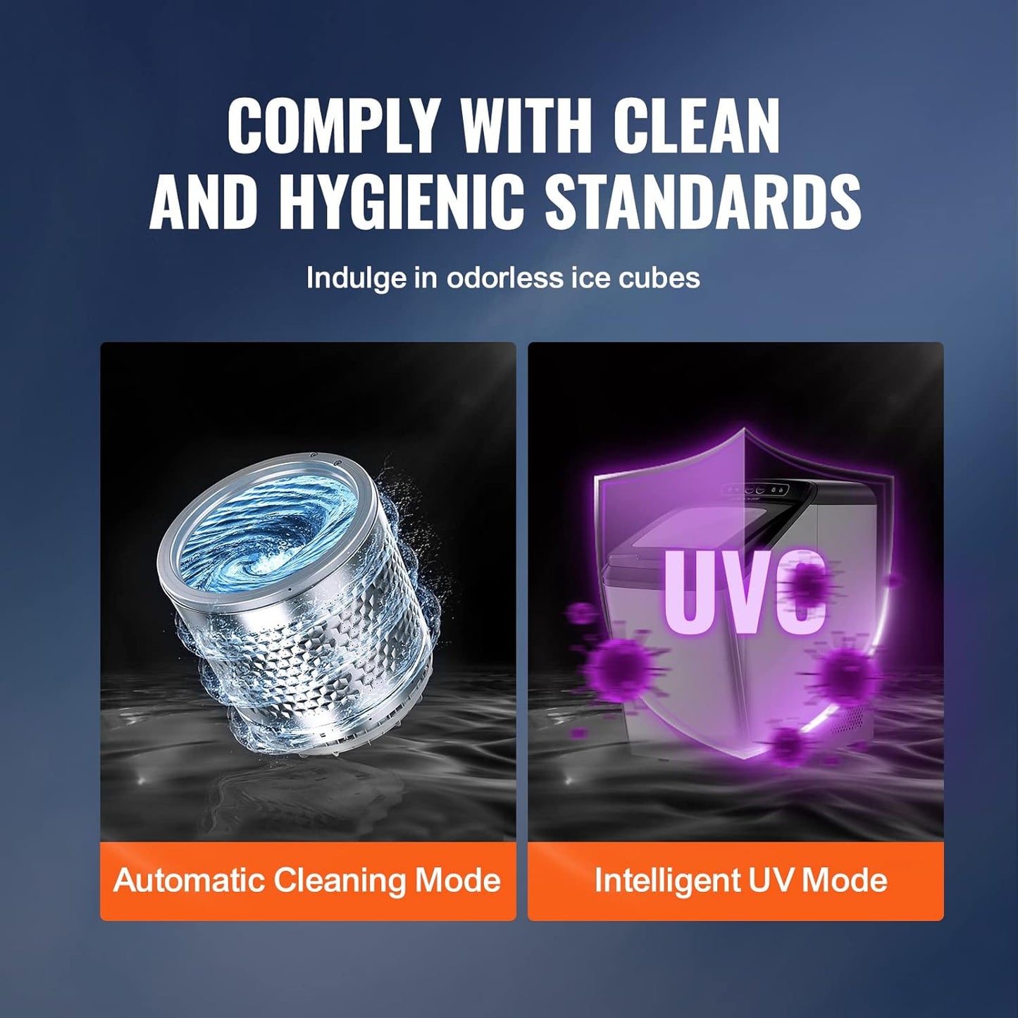 VEVOR Nugget Ice Maker, 30lbs/24H Pebble Ice Maker with Self Cleaning, Chewable Ice Maker with Ice Scoop & Basket, Dual Water Refill, Stainless Steel, Ideal for Home and Office Use