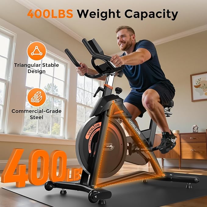 YOSUDA Magnetic Exercise Bike,Stationary Bikes for Home with Exclusive App, 400 lbs Weight Capacity & 50 lbs Flywheel, Indoor Cycling Bike with Tablet Holder & Adjustable Seat and Handlebars