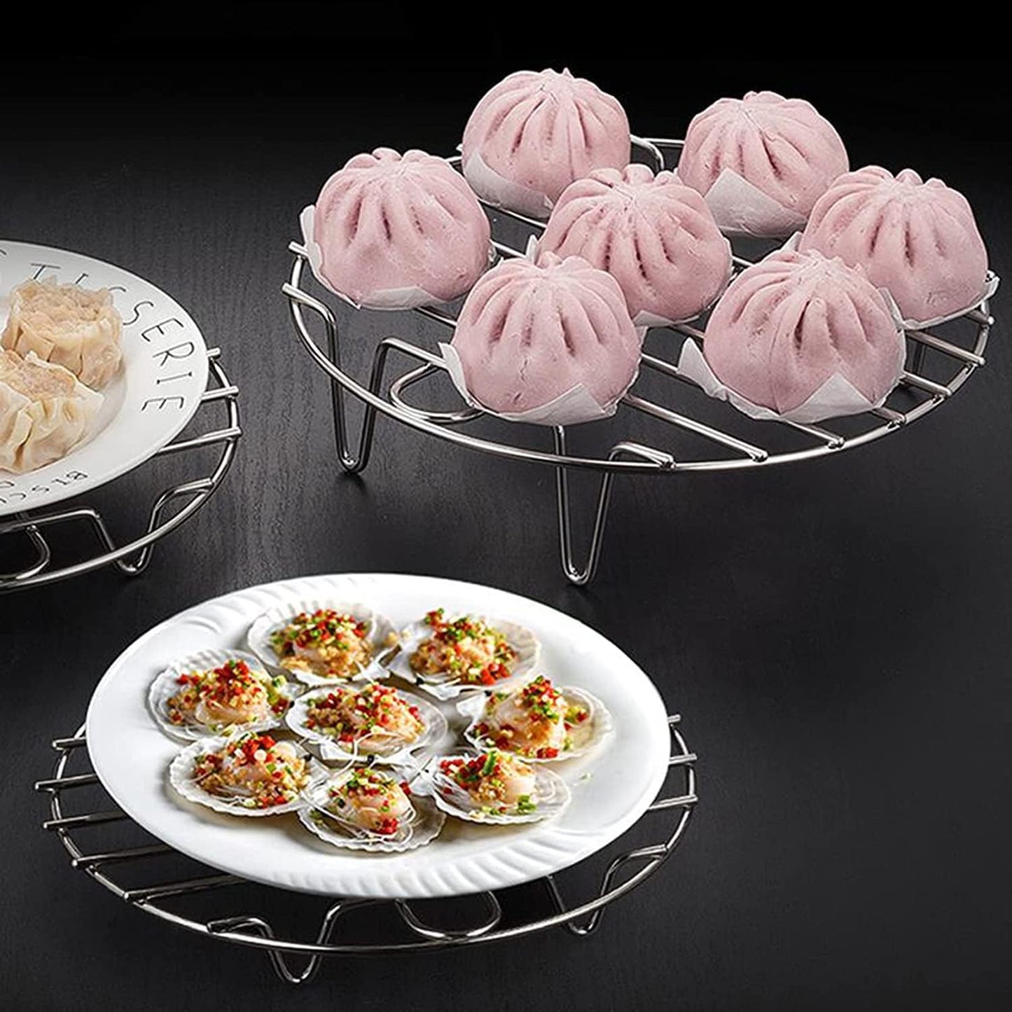 13.8" Round Cooking Rack Versatile Stainless Steel Grid Grill Steamer Rack, Fits Air Fryer Pot Pressure Cooker Canning