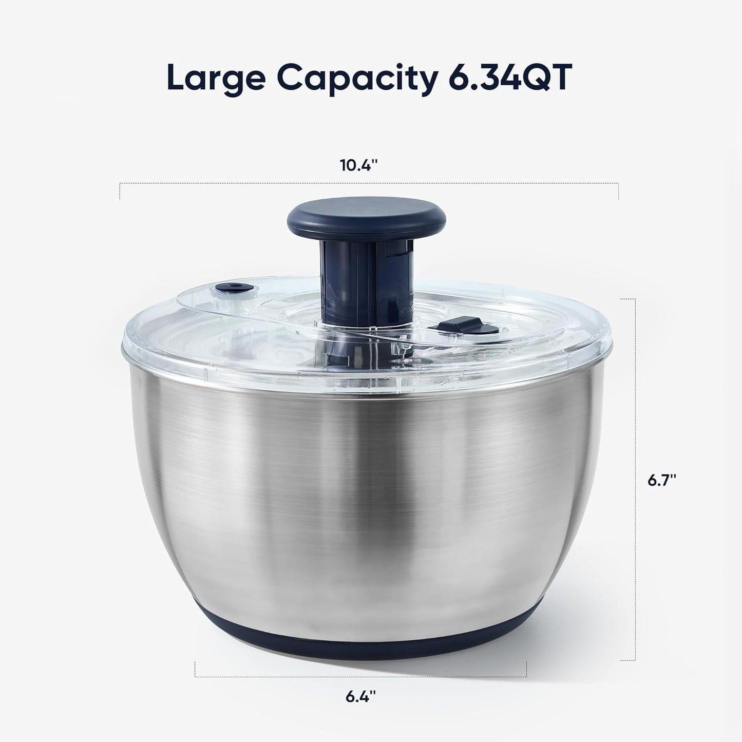 6.34 Qt Stainless Steel Salad Spinner, Large Lettuce Spinner Vegetable Fruit Washer, Vegetable Cleaner Salad Cleaner Lettuce Washer, Non-Slip Base, Multifunctional for Salad, Fruits