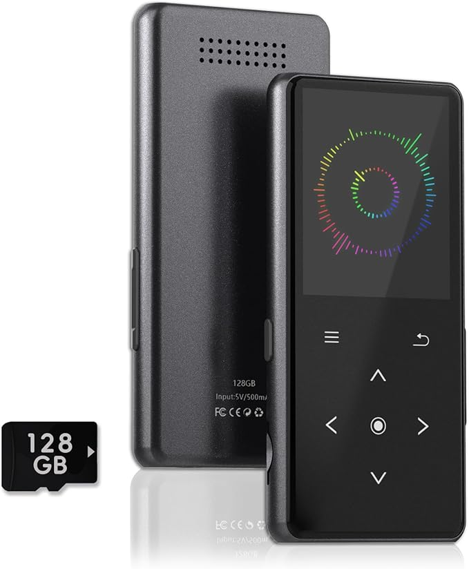 128GB MP3 Player with Bluetooth, Portable Music Player with Built-in Speaker, Enjoying Your Digital Music and Audiobooks Anytime,Includes FM Radio,Recorder,E-Book,and Comes with Earphones
