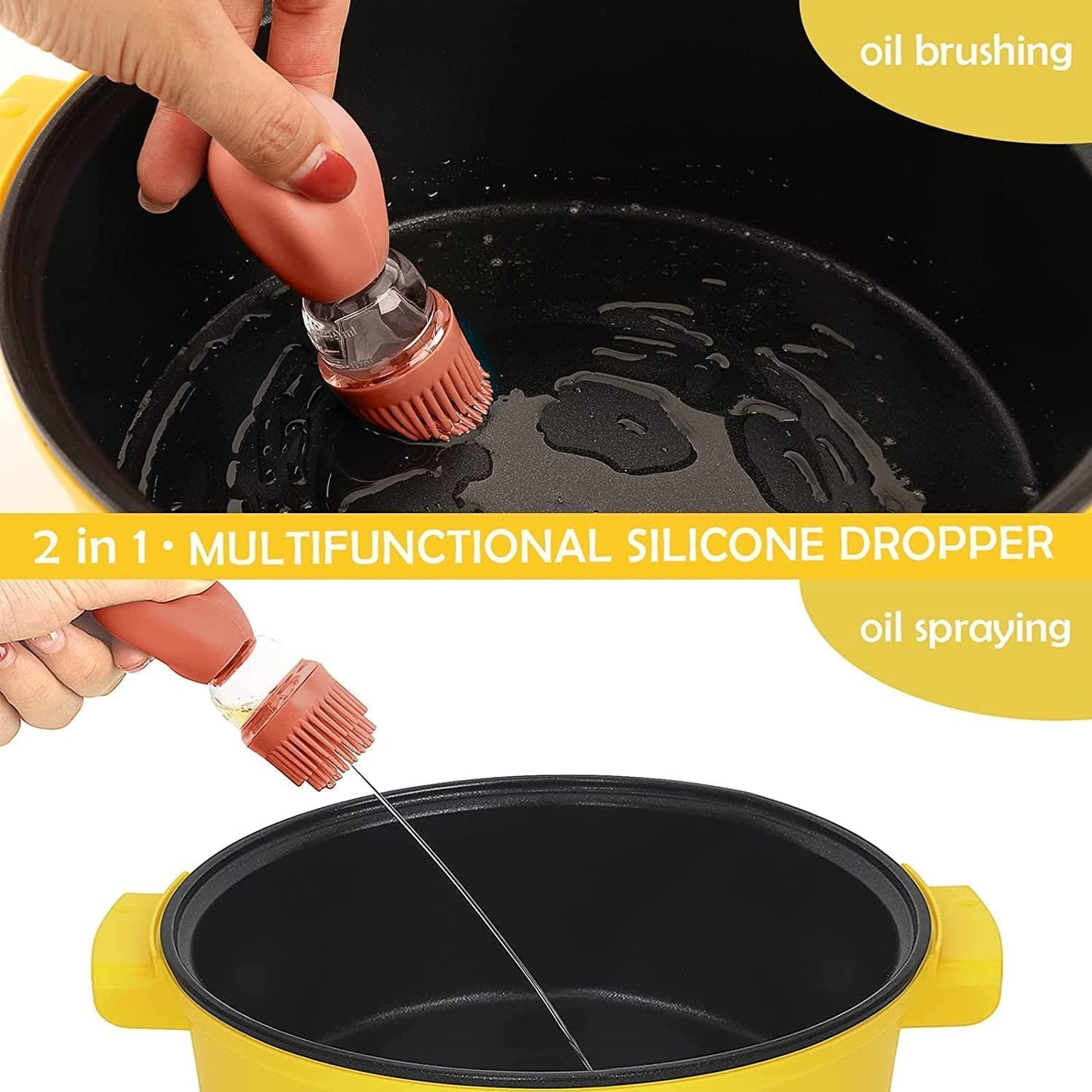Oil Dispenser Bottle with Silicone Brush, 3 Pack 180ML 2 in 1 Silicone Dropper Measuring Oil Dispenser Bottle for Kitchen Cooking, Frying, Baking, BBQ Pancake, Air Fryer, Marinating
