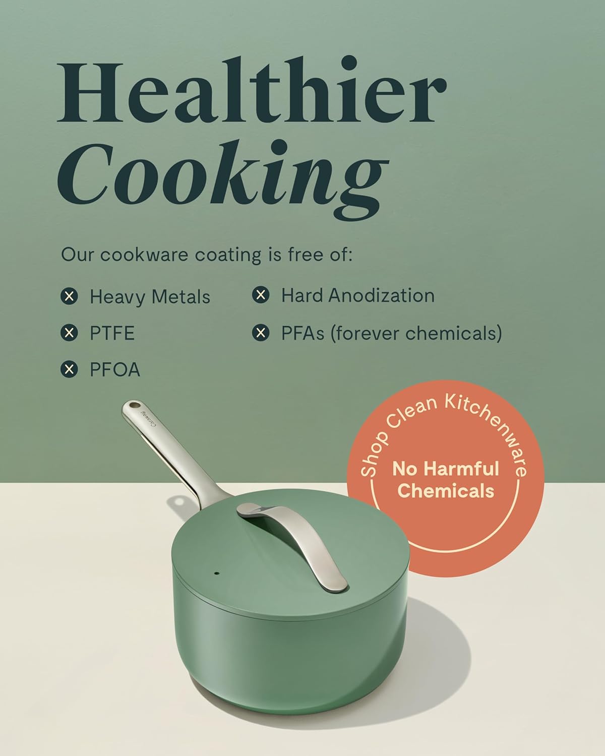 Caraway Nonstick Ceramic Sauce Pan with Lid (1.75 qt) - Non Toxic, PTFE & PFOA Free - Oven Safe & Compatible with All Stovetops (Gas, Electric & Induction) - Perracotta