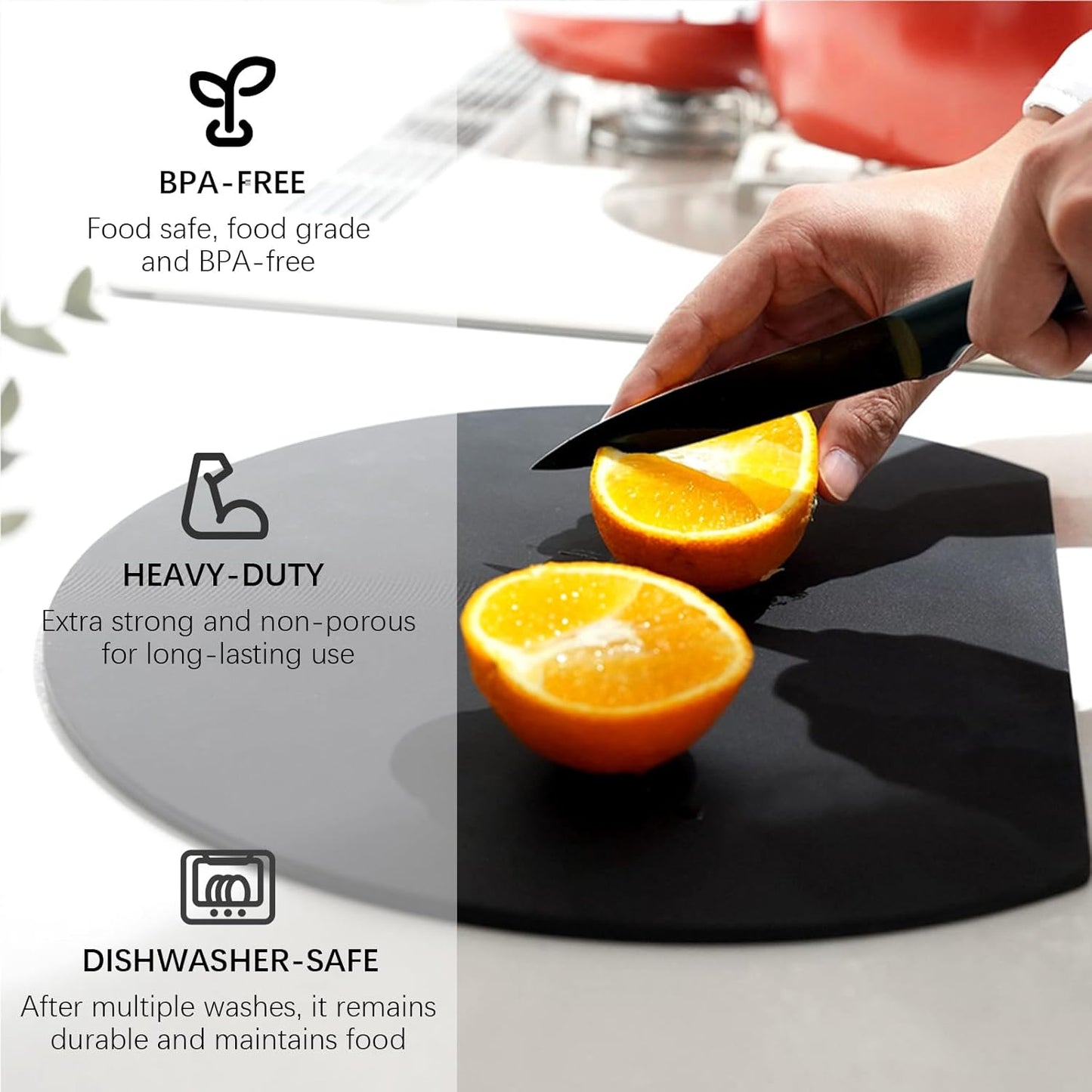 ZVP Thick Silicone Cutting Board Mats for Kitchen, TPU Flexible Cutting Board Double-Sided Use, Nonslip Rubber Half Round Chopping Mats BPA Free Knife Friendly Non-Toxic Dishwasher Safe