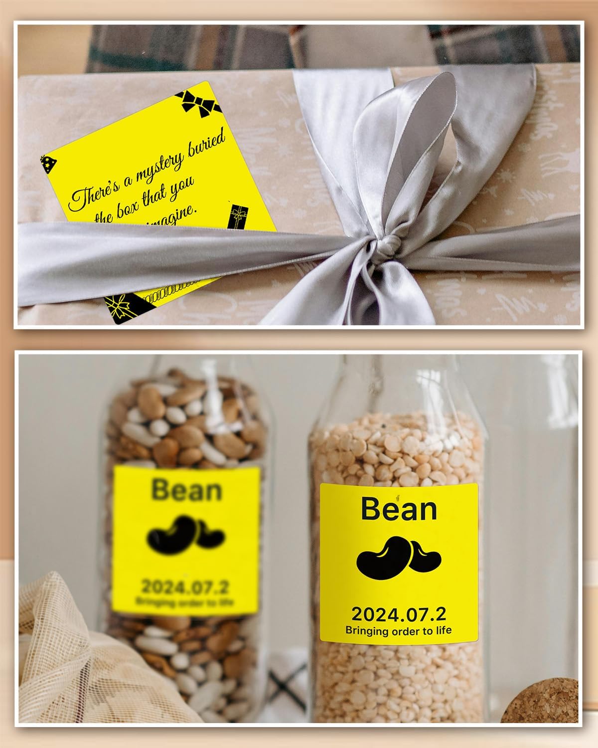 iEager Yellow Square Thermal Label Stickers, 3" x 3" Self-Adhesive Square Direct Thermal Labels with Perforation Line, 500 Sheets/Roll