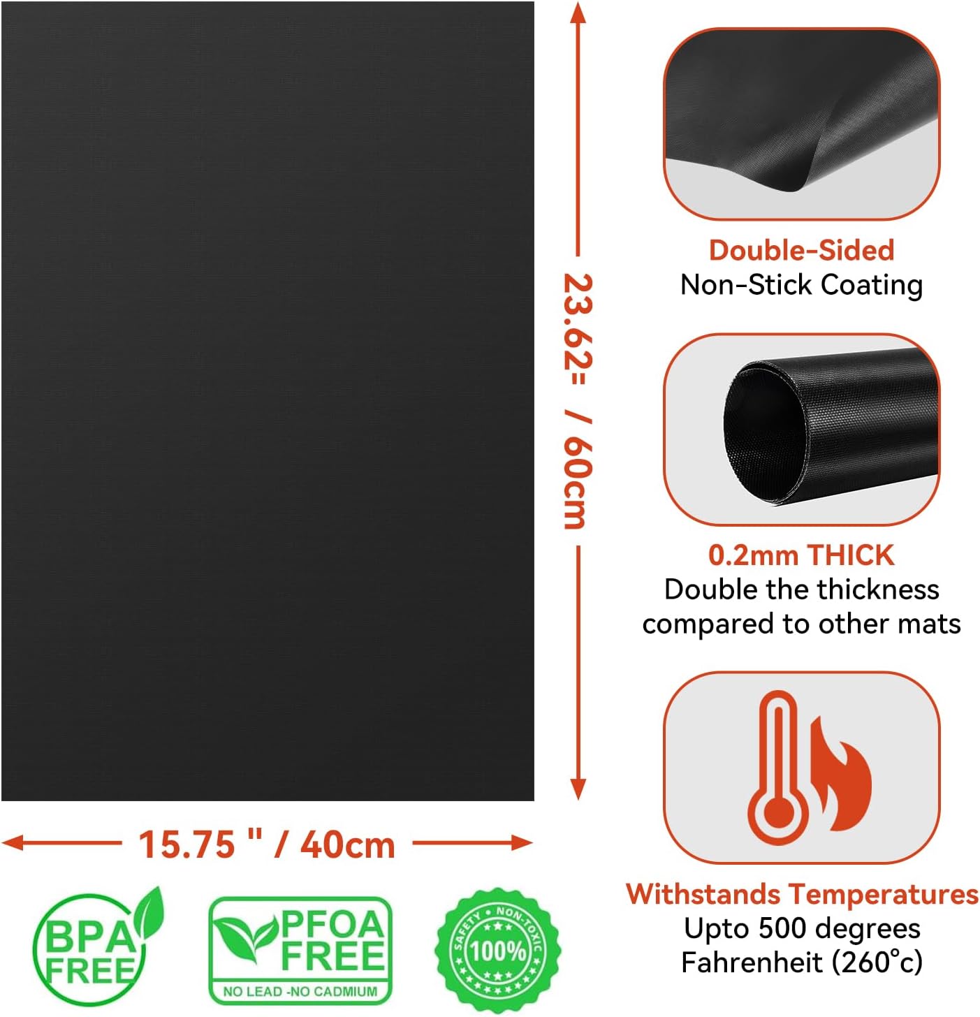 Oven Liners for Bottom of Electric Gas Oven, Reusable Non-Stick Teflon Protector Mat, Heat Resistant Grill Mats Outdoor, Easy to Clean Gas Stove Liners BPA and PFOA Free 23.6"x 15.7" Stovetop Cover