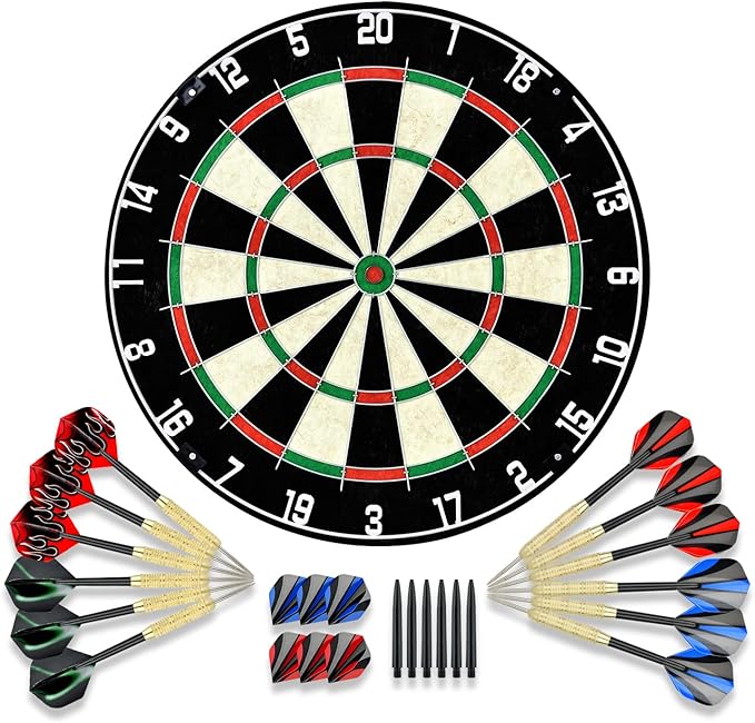 EVA Dartboard Surround Wall Protector, Sisal/Bristle Dartboard and 18g Steel Tip Darts Set Optional