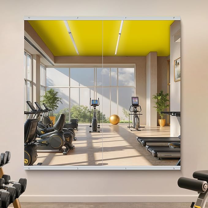 Home Gym Mirror - 55x28 Inch, 2PCS Frameless Tempered Glass Full Body Mirror for Wall Mount - Ideal for Yoga, Workout, Bedroom, Dance Studio (Silver)