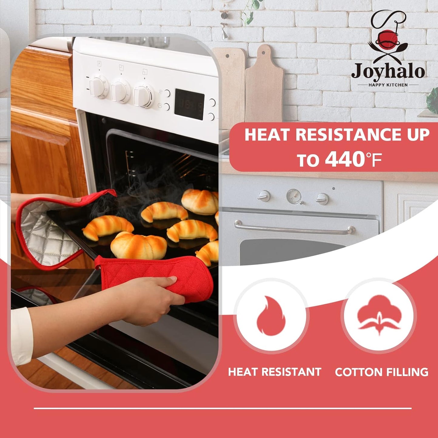 Joyhalo 6 Pack Pot Holders for Kitchen,Cotton Oven Holder with Great Heat Resistance,Non Slip Hot Pads for Kitchen Clearance,Red