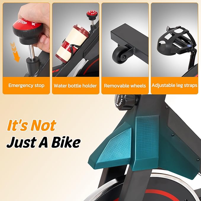 Exercise Bike Stationary Bikes for Home Cycling Bike Indoor Bike with Comfortable Seat Cushion LCD Monitor Silent Belt Drive 300 lbs Weight Capacity Heavy Flywheel