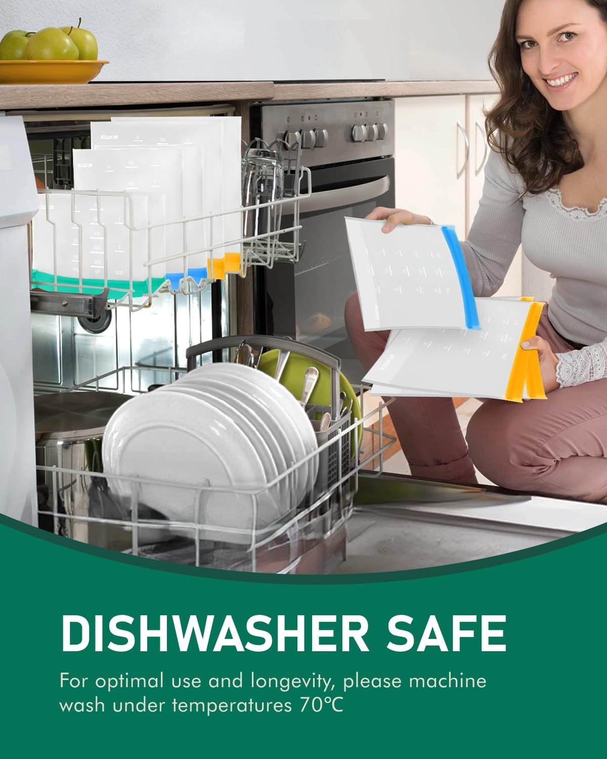 24Pack Freezer Storage Bags Stand Up, Dishwasher Safe Silicone Reusable Bags Various, BPA Plastic Free Food Containers for Lunch, Fruits, Veggies (8Gallon+8Sandwich+8Snack)