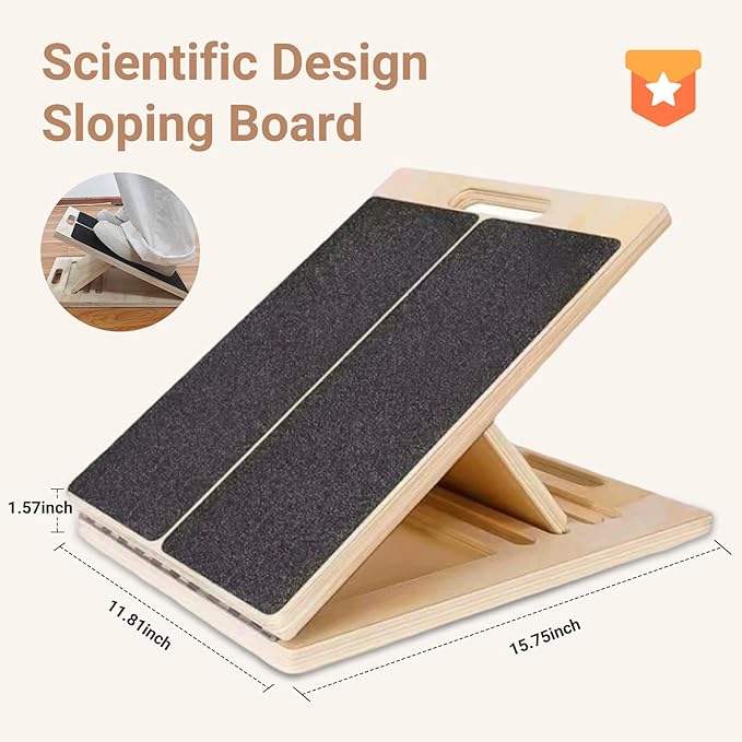 Calf Stretch Slant Board,Portable Slant Boards for Exercise,5-Level Adjustable Non-Slip Wooden Incline Board for Ankle Feet,Ankle Achilles Stretcher Board for Flexibility,Balance,Strength Training