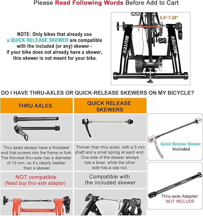 Bike Trainer, Magnetic Bicycle Stationary Stand for Indoor Exercise Riding, 26-29" & 700C Wheels, Quick Release Skewer & Front Wheel Riser Block Included