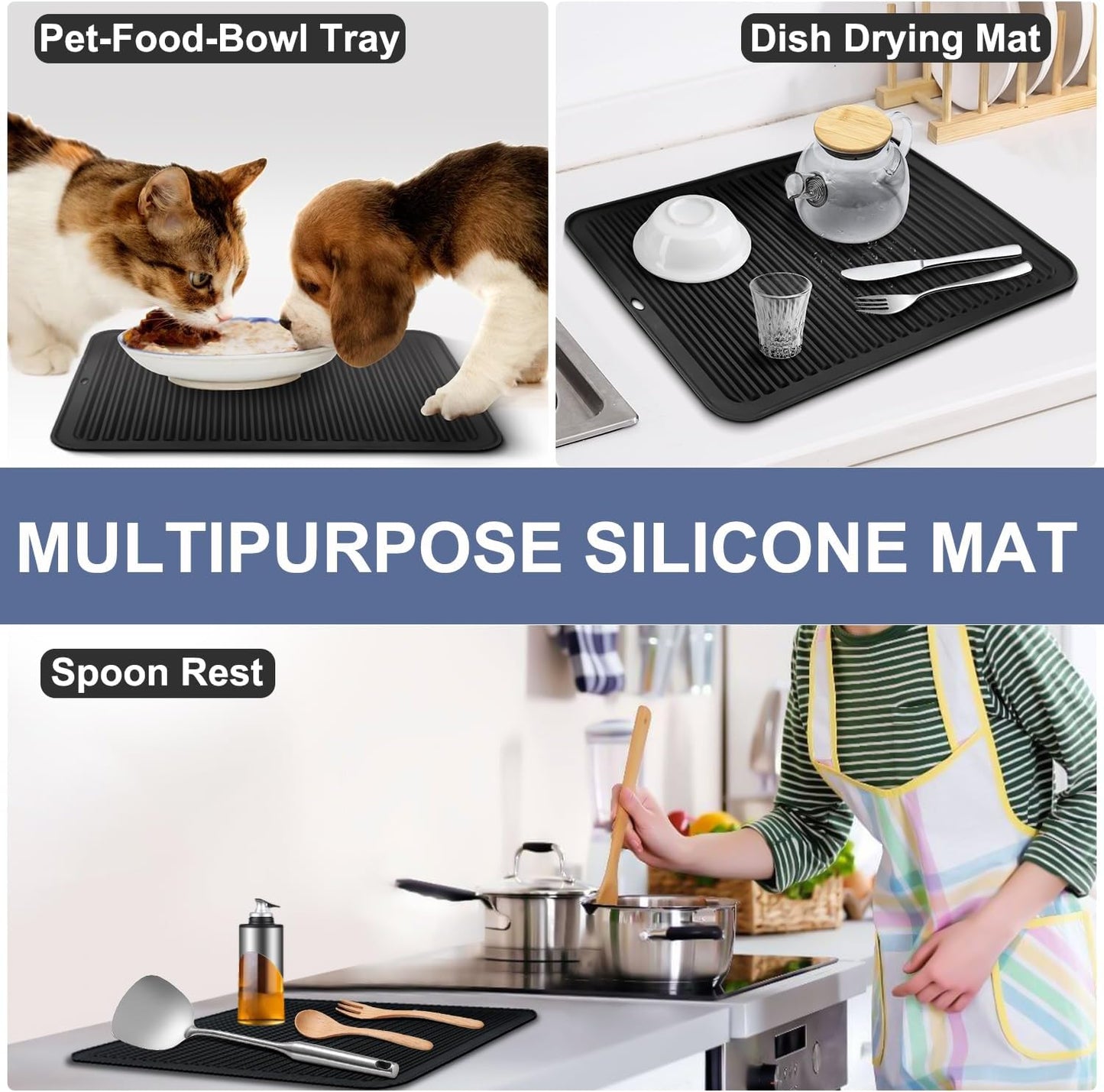 Walfos Large Silicone Trivet 16x12 Inch, Trivets for Hot Pots and Pans, Heat Resistant Pot Holders Hot Pads for Kitchen Quartz Countertops, Hot Dishes, 2 Pack