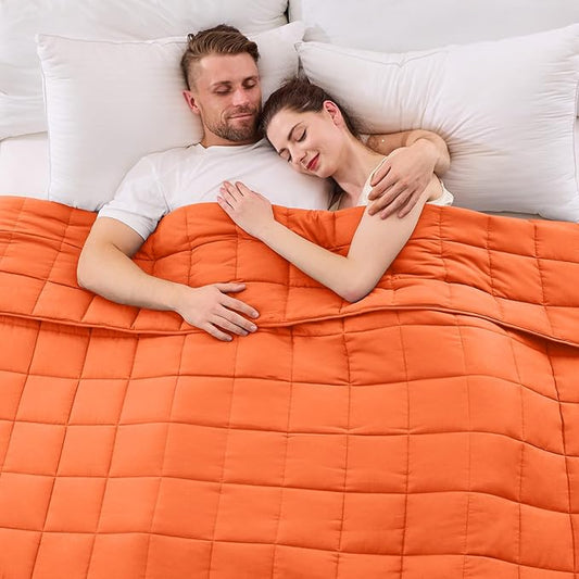 yescool Weighted Blanket for Adults (30 lbs, 88” x 104”, Orange) Cooling Heavy Blanket for Sleeping Perfect for 290-310 lbs, King Size Breathable Blanket with Premium Glass Bead