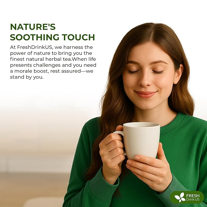 FreshDrinkUS, 30 Tea Bags Herbal Tea – Caffeine-Free Herbal Tea with Rooibos, Turmeric & Hibiscus – Loose Leaf Blend for Daily Rituals and Clean Living – Vegan, No Additives