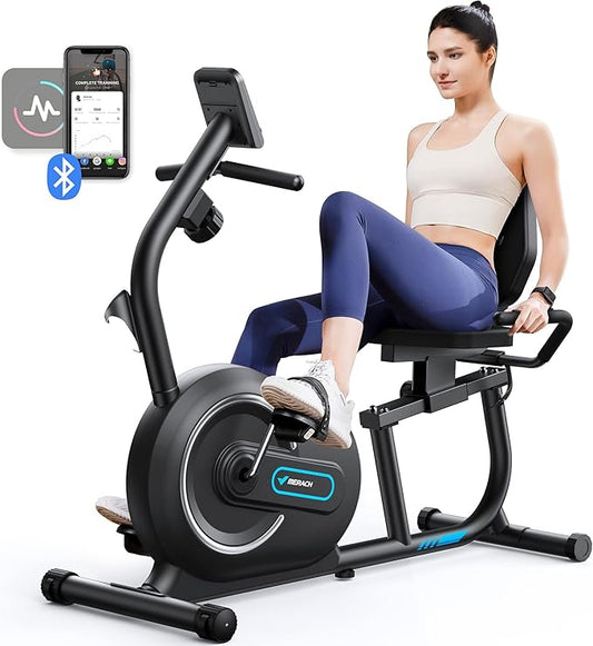 MERACH Recumbent Exercise Bike for Home with Smart Bluetooth and Exclusive App Connectivity, LCD, Heart Rate Handle, Magnetic Recumbent Bikes S08/S23