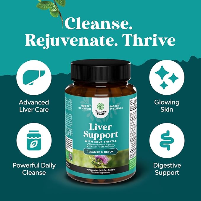 Liver Cleanse Detox & Repair 90 Capsules - Herbal Liver Support Milk Thistle Supplement - Silymarin Milk Thistle Supplements with Dandelion Root, Choline, Beetroot & Artichoke Extract
